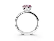 Solitaire Engagement Ring Setting for Fancy Pink Heart-Shaped Center with Scrollwork Band and Prong Head in White Gold