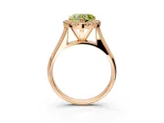 Halo Engagement Ring Setting for Fancy Yellow Heart-Shaped Center with Square Band and Prong Head in Rose Gold