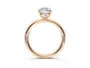 Hidden Halo Engagement Ring Setting for Cushion Cut Center with Thin Rounded Band and Prong Head in Rose Gold