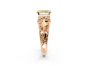 Solitaire Engagement Ring Setting for Fancy Yellow Radiant Cut Center with Filigree Accent Basket and Prong Head in Rose Gold
