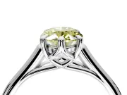 Solitaire Engagement Ring Setting for Fancy Yellow Oval Center with Cathedral Band and Prong Head in Platinum