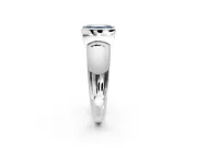 Tension Engagement Ring Setting for Fancy Blue Emerald Cut Center with Wide Flat Band and Tension Head in Sterling Silver