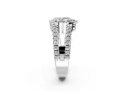 Halo Engagement Ring Setting for Pear-Shaped Center with Wide-Open Pave Split Shank and Prong Head in Sterling Silver