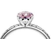 Solitaire Engagement Ring Setting for Fancy Pink Pear-Shaped Center with Scrollwork Band and Prong Head in Sterling Silver