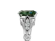 Solitaire Engagement Ring Setting for Fancy Green Emerald Cut Center with Marquise and Bezel Accents and Prong Head in Platinum