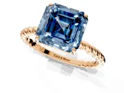 Solitaire Engagement Ring Setting for Fancy Blue Asscher Cut Center with Plain Twisted Rope Band and Prong Head in Rose Gold