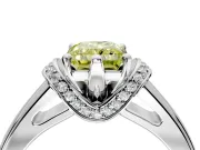 Solitaire Engagement Ring Setting for Fancy Yellow Radiant Cut Center with Wide Band, Pave Collar and Prong Head in White Gold