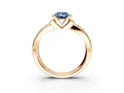 Bezel Engagement Ring Setting for Fancy Blue Radiant Cut Center with Wide Channel-Set Band and Bezel Head in Rose Gold