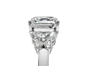 Solitaire Engagement Ring Setting for Asscher Cut Center with Marquise Flower Shoulders and Prong Head in Platinum