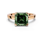 Solitaire Engagement Ring Setting for Fancy Green Asscher Cut Center with Plain Band and Flat Tab Prong Head in Rose Gold