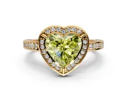 Halo Engagement Ring Setting for Fancy Yellow Heart-Shaped Center with Framed Halo, Pave Band and Prong Head in Yellow Gold
