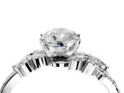 Solitaire Engagement Ring Setting for Pear-Shaped Center with Marquise Accent Twist Band and Prong Head in Sterling Silver