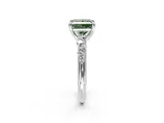 Solitaire Engagement Ring Setting for Fancy Green Princess Cut Center with Trailing Leaf Accent Band and Prong Head in Platinum