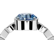 Milgrain Bezel Engagement Ring Setting for Fancy Blue Round Cut Center with Marquise Stations and Bezel Head in Platinum