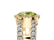 Halo Engagement Ring Setting for Fancy Yellow Oval Center with Wide-Open Pave Split Shank and Prong Head in Yellow Gold