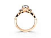 3 Stone Engagement Ring Setting for Marquise Center with Pave Twist Band and Prong Head in Rose Gold