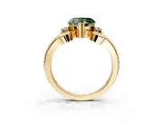 Solitaire Engagement Ring Setting for Fancy Green Heart-Shaped Center with Twisted Band and Scroll Prong Head in Yellow Gold