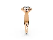 Halo Engagement Ring Setting for Round Cut Center with Square Band and Prong Head in Rose Gold