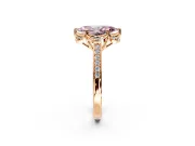 Floral Engagement Ring Setting for Fancy Pink Marquise Center with Four Accent Clusters and Prong Head in Rose Gold