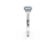 3 Stone Engagement Ring Setting for Fancy Blue Asscher Cut Center with Tapered Baguettes, Plain Band and Prong Head in Platinum