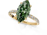 Solitaire Engagement Ring Setting for Fancy Green Marquise Center with Pave Accents and Prong Head in Yellow Gold