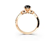 Leaf Motif Engagement Ring Setting for Fancy Black Marquise Center with Pave Band and Prong Head in Rose Gold