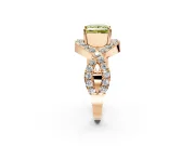Halo Engagement Ring Setting for Fancy Yellow Princess Cut Center with Pave Infinity Twist Band and Prong Head in Rose Gold