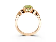 Leaf Engagement Ring Setting for Fancy Yellow Round Cut Center with Milgrain Accent Band and Prong Head in Rose Gold