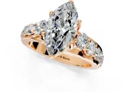 Solitaire Engagement Ring Setting for Marquise Center with Graduated Shared Prongs and Prong Head in Rose Gold
