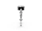 Milgrain Bezel Engagement Ring Setting for Radiant Cut Center with Marquise Stations and Bezel Head in Sterling Silver