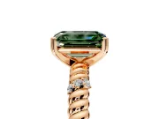 Rope Engagement Ring Setting for Fancy Green Emerald Cut Center with Accent Shoulders and Prong Head in Rose Gold