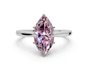 Solitaire Engagement Ring Setting for Fancy Pink Marquise Center with Narrow Cathedral Band and Prong Head in Platinum
