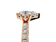 Solitaire Engagement Ring Setting for Pear-Shaped Center with Shared-Prong Accents and Prong Head in Rose Gold