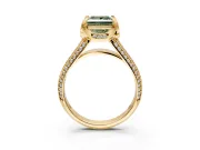 Solitaire Engagement Ring Setting for Fancy Green Princess Cut Center with Accented Split Shank and Prong Head in Yellow Gold