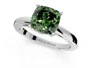 Solitaire Engagement Ring Setting for Fancy Green Cushion Cut Center with Basket Rail and Prong Head in Sterling Silver