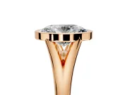 Solitaire Engagement Ring Setting for Oval Center with V Split Shank and Bezel Head in Rose Gold