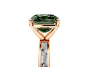 Solitaire Engagement Ring Setting for Fancy Green Asscher Cut Center with Channel Baguette Band and Prong Head in Rose Gold