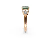 Cluster Engagement Ring Setting for Fancy Green Princess Cut Center with Round Cut Accent Frame and Prong Head in Rose Gold