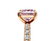 Solitaire Engagement Ring Setting for Fancy Pink Princess Cut Center with Shared-Prong Accents and Prong Head in Rose Gold