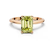 Solitaire Engagement Ring Setting for Fancy Yellow Emerald Cut Center with Knife Ridge Band and Claw Prong Head in Rose Gold
