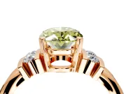 Solitaire Engagement Ring Setting for Fancy Yellow Oval Center with Grooved Bar Accent Band and Prong Head in Rose Gold