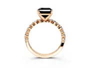 Solitaire Engagement Ring Setting for Fancy Black Asscher Cut Center with Alternating Size Accents and Prong Head in Rose Gold