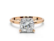 Minimalist Solitaire Engagement Ring Setting for Cushion Cut Center with Thin Band and Prong Head in Rose Gold