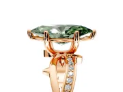 Solitaire Engagement Ring Setting for Fancy Green Marquise Center with Pave and Plain Crossover Band and Prong Head in Rose Gold