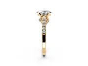 Solitaire Engagement Ring Setting for Oval Center with Crossover Accents and Prong Head in Yellow Gold