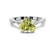 Solitaire Engagement Ring Setting for Fancy Yellow Heart-Shaped Center with Bezel Station Band and Prong Head in Platinum