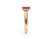 Solitaire Engagement Ring Setting for Fancy Pink Emerald Cut Center with Reverse Tapered Band and Prong Head in Rose Gold