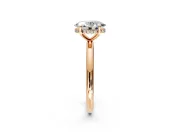 Hidden Halo Engagement Ring Setting for Oval Center with Thin Round-Wire Band and Prong Head in Rose Gold