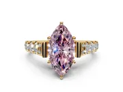 Solitaire Engagement Ring Setting for Fancy Pink Marquise Center with Pave Cathedral Shoulders and Prong Head in Yellow Gold