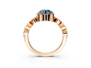 Vintage Station Engagement Ring Setting for Fancy Blue Round Cut Center with Accents and Prong Head in Rose Gold